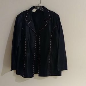 Woman's Black/Pink Genuine Leather Jacket